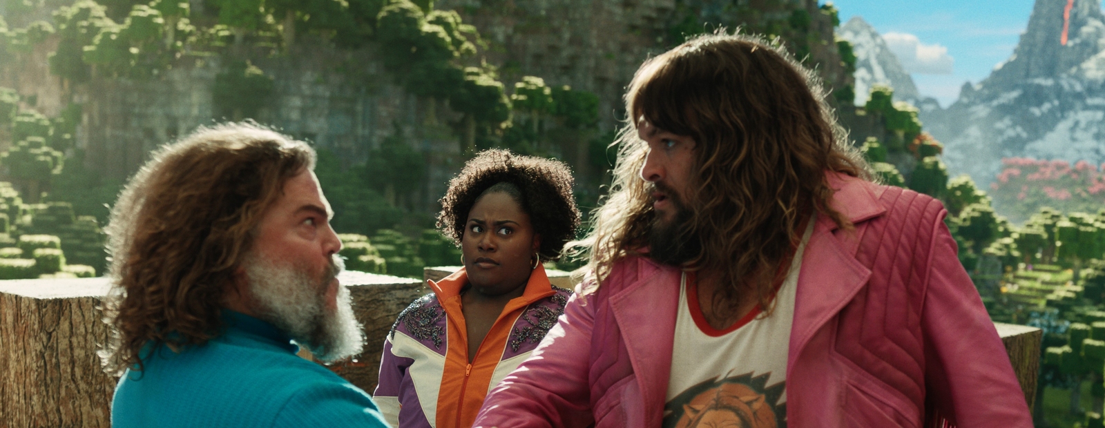 Jack Black, Danielle Brooks und Jason Momoa in „Ein Minecraft Film“ (© Warner Bros.)